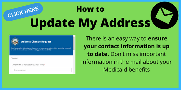 Graphic for the update your address website for Nevada Medicaid
